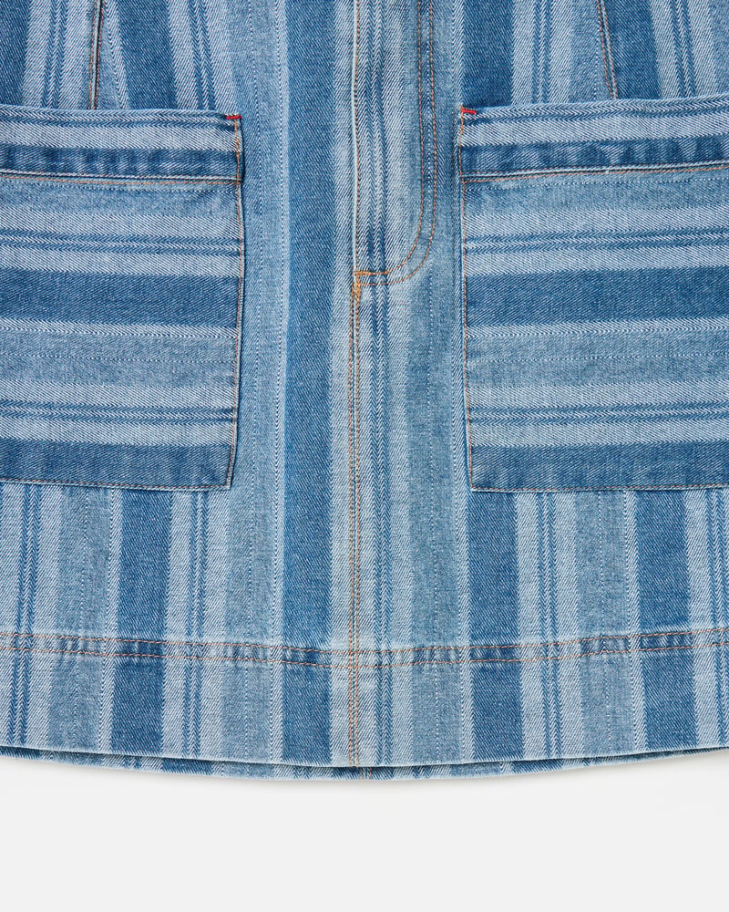 Blue Striped Denim Mini Skirt