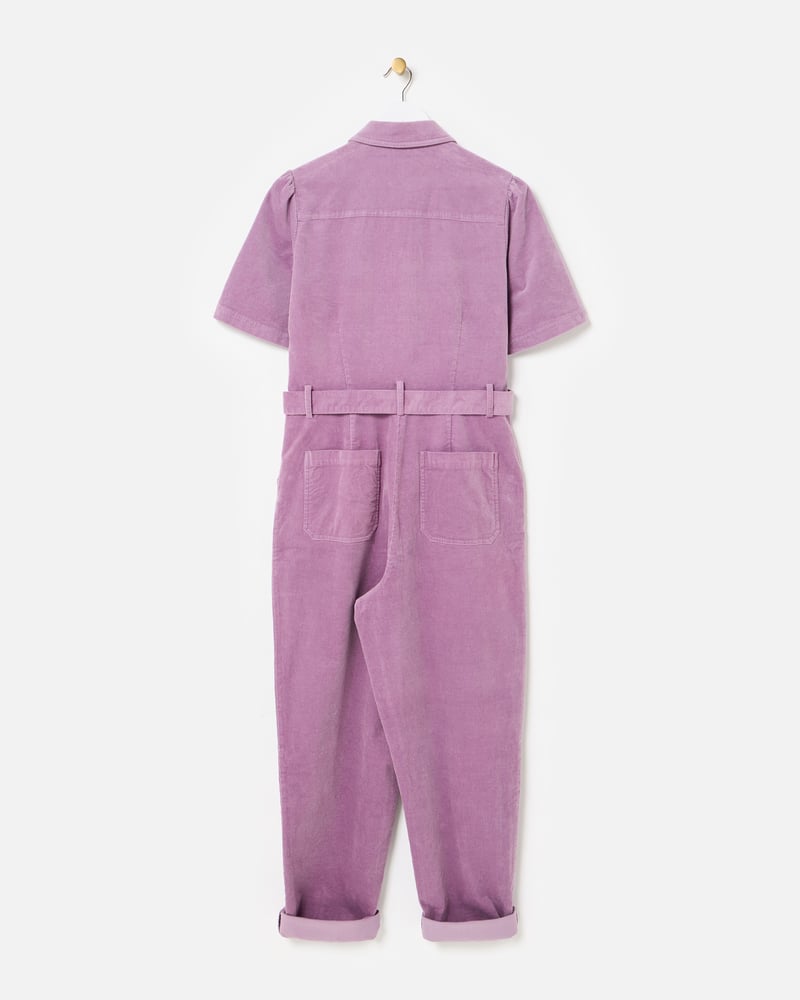 Lilac Corduroy Button Up Tie Waist Jumpsuit