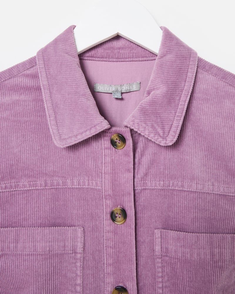 Lilac Corduroy Button Up Tie Waist Jumpsuit