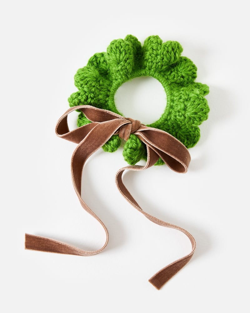 Addia Green & Brown Velvet Bow Hair Scrunchie
