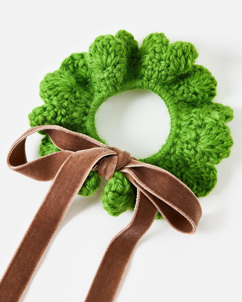 Addia Green & Brown Velvet Bow Hair Scrunchie