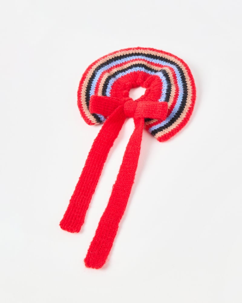 Roma Striped Knitted Bow Hair Scrunchie