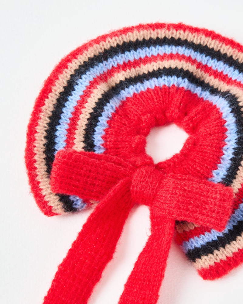 Roma Striped Knitted Bow Hair Scrunchie