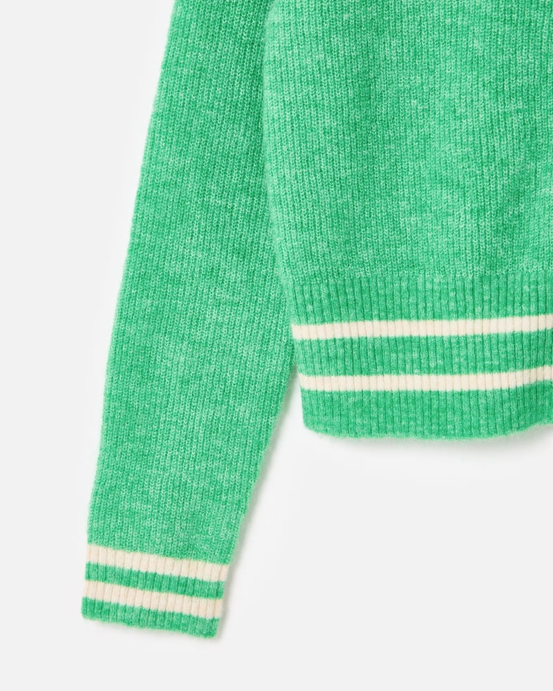 Green Boat Collared Zip Up Cardigan
