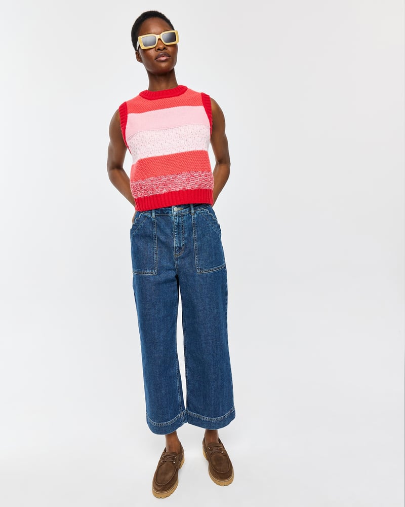 Pink & Red Striped Knitted Tank Top