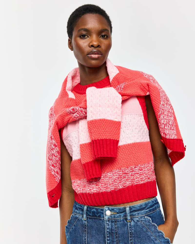 Pink & Red Striped Knitted Tank Top