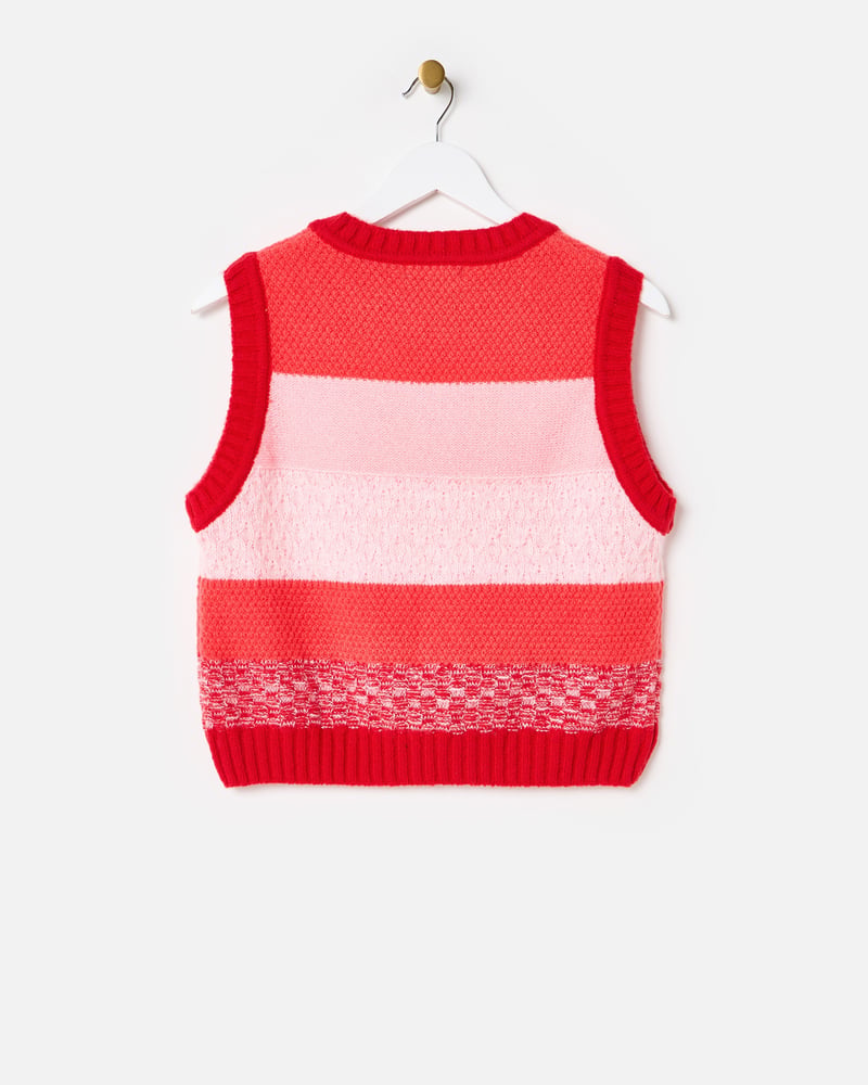Pink & Red Striped Knitted Tank Top