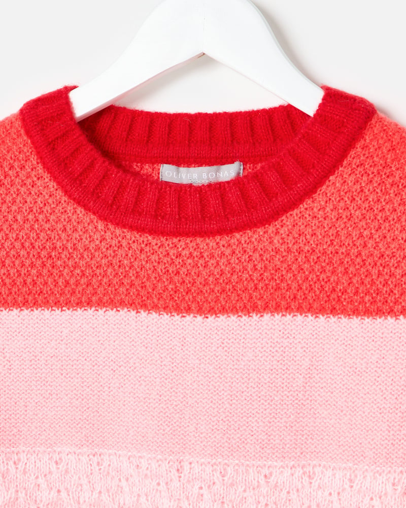 Pink & Red Striped Knitted Tank Top