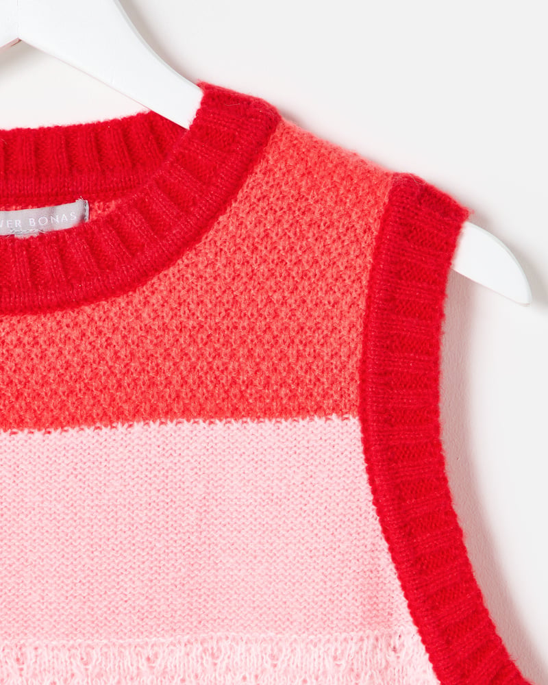 Pink & Red Striped Knitted Tank Top