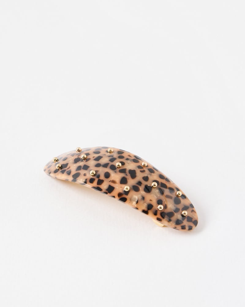 Delaney Animal Print Bead Detail Hair Barrette
