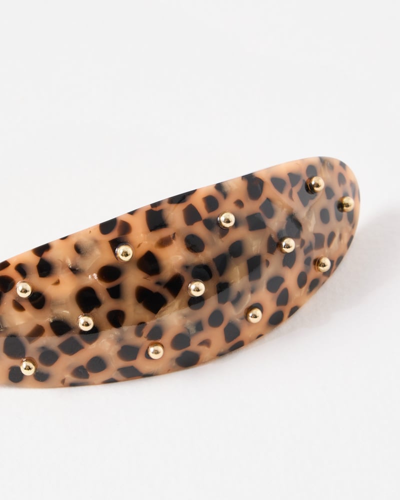 Delaney Animal Print Bead Detail Hair Barrette