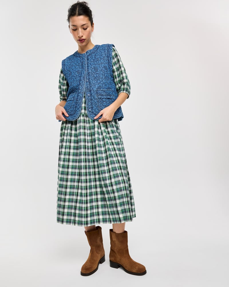 Blue Denim Floral Quilted Gilet