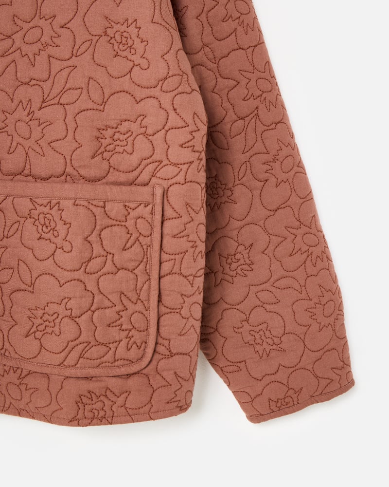 Mocha Brown Floral Quilted Jacket