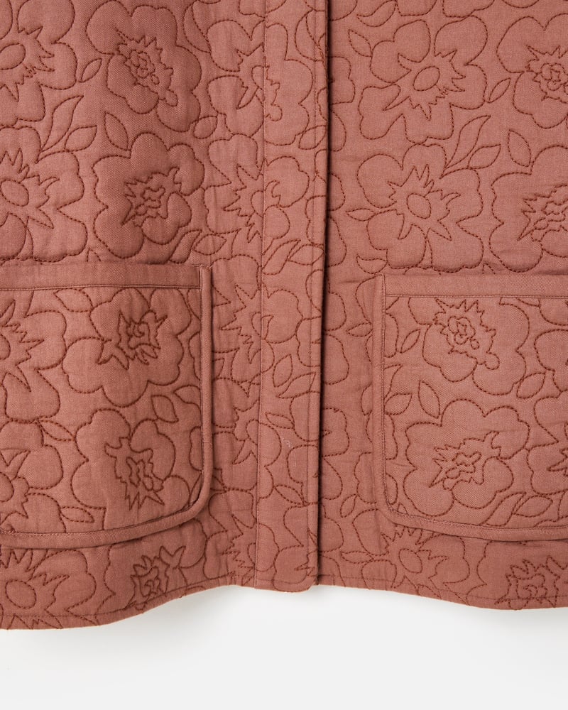 Mocha Brown Floral Quilted Jacket