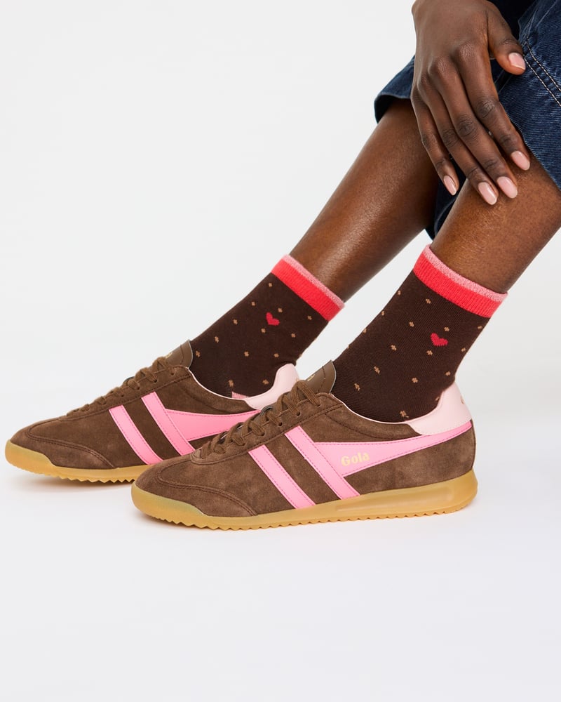 Gola Torpedo Dark Brown & Pink Trainers