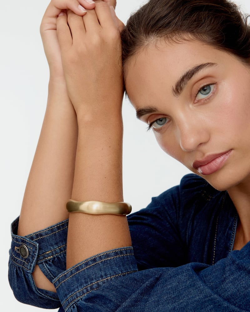 Beatrice Brushed Gold Tone Puffy Bangle