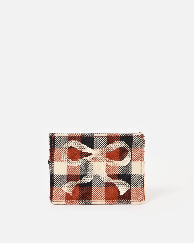 Amy Burnt Orange & Black Checked Bow Card Holder