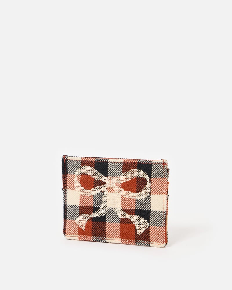 Amy Burnt Orange & Black Checked Bow Card Holder