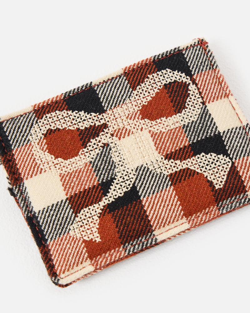 Amy Burnt Orange & Black Checked Bow Card Holder