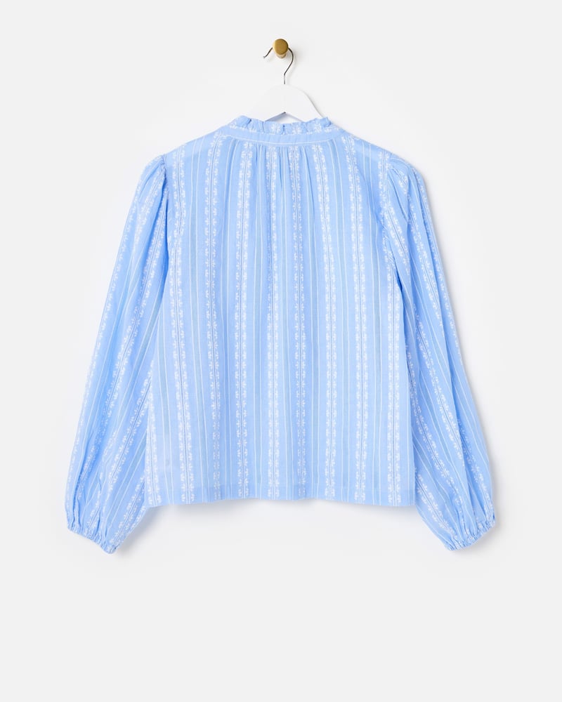 Light Blue Cotton Button Up Blouse