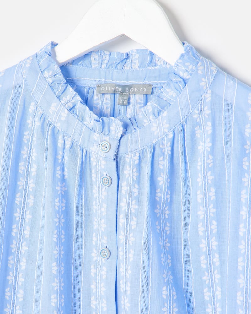 Light Blue Cotton Button Up Blouse