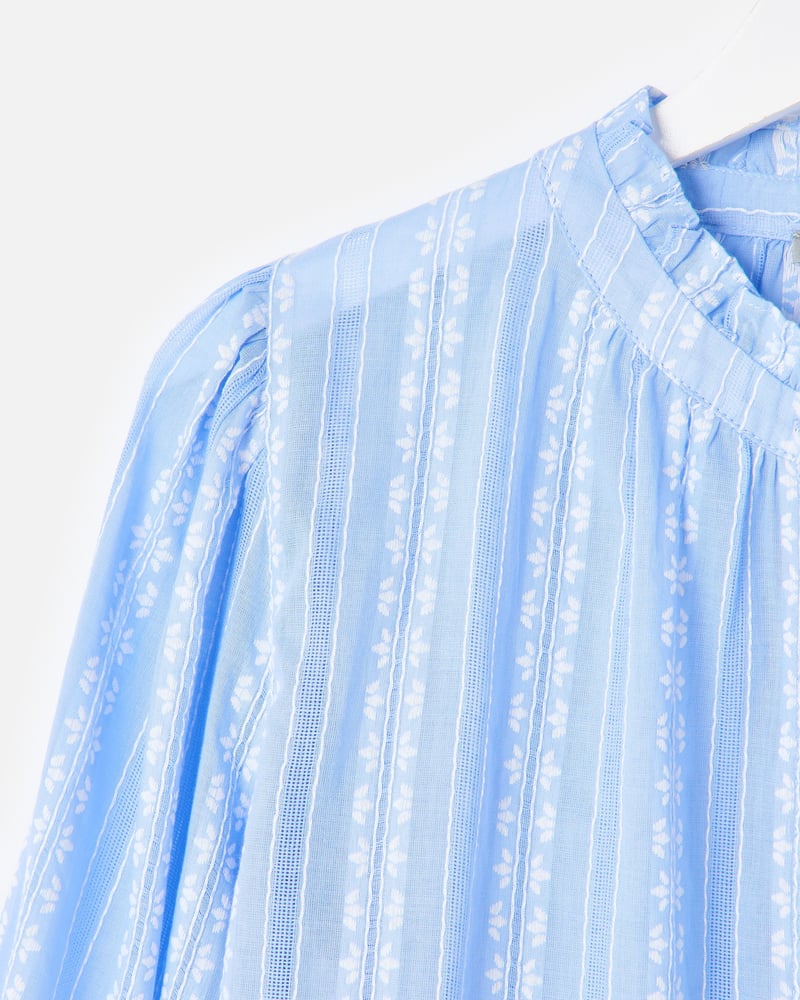 Light Blue Cotton Button Up Blouse
