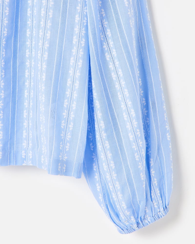 Light Blue Cotton Button Up Blouse