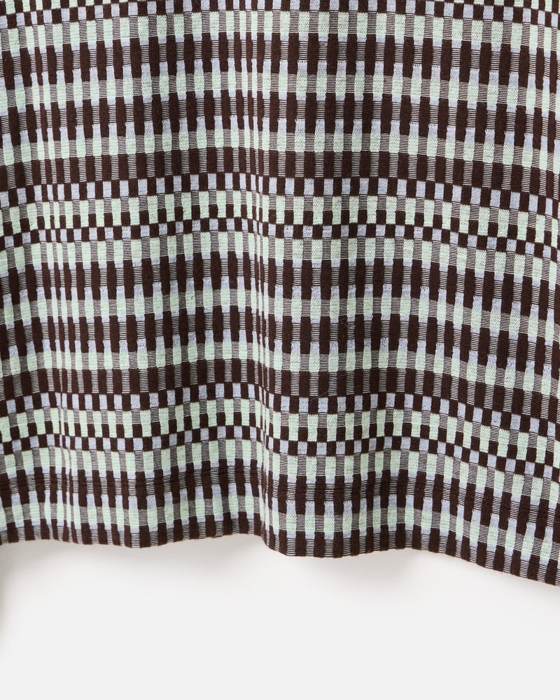 Chocolate Brown Checked Fitted Long Sleeve Top