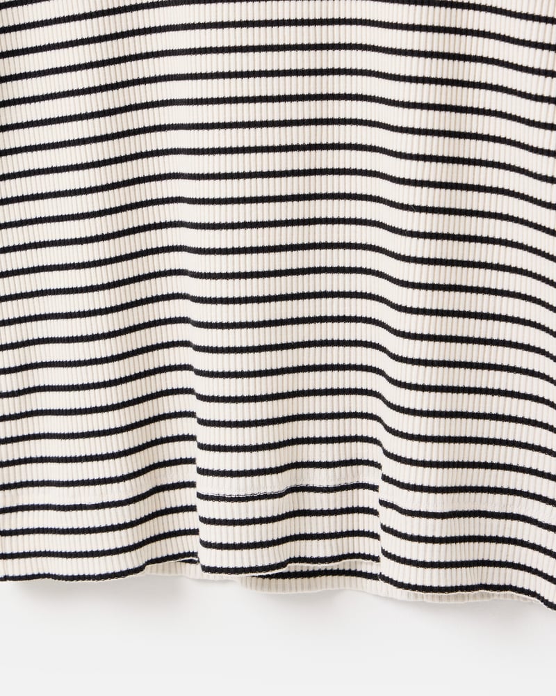 Black & White Striped Ribbed Long Sleeve Top
