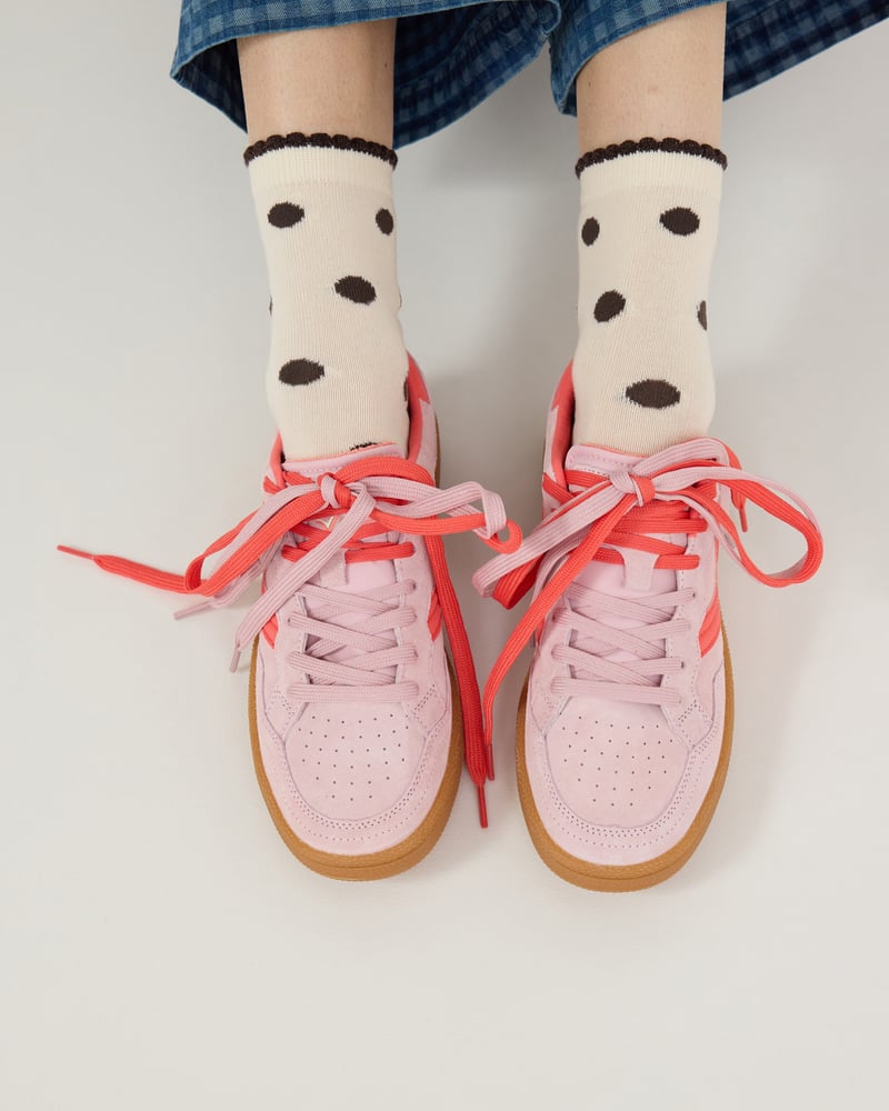 Victoria Smash Pink & Red Suede Trainers