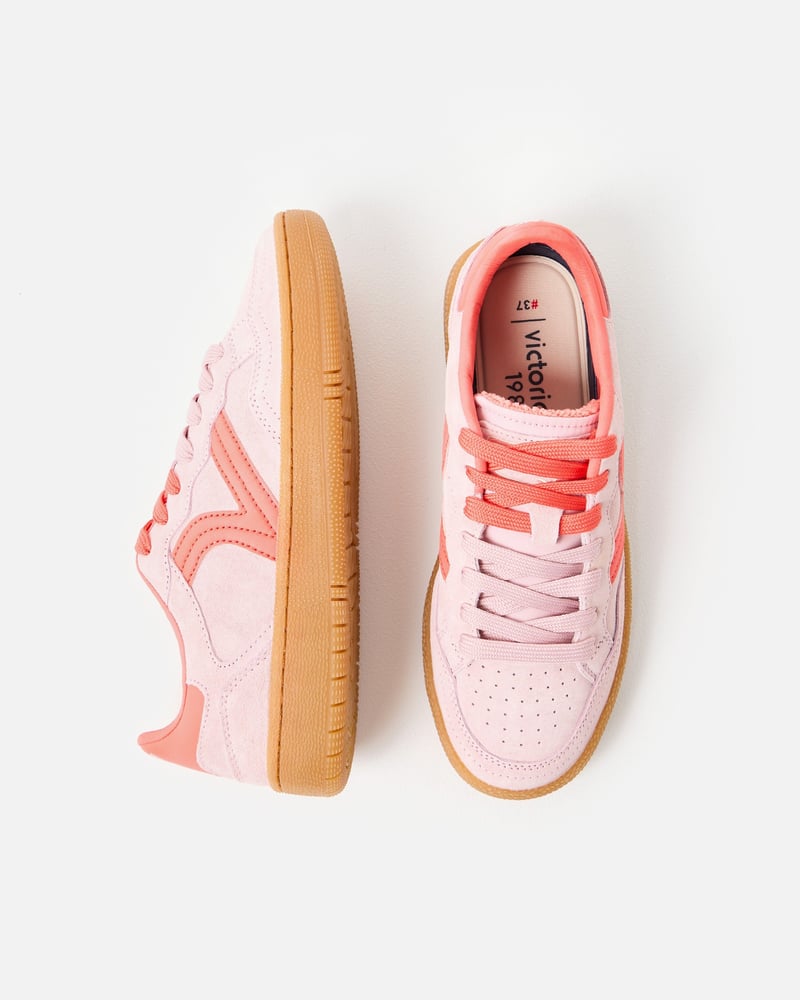 Victoria Smash Pink & Red Suede Trainers