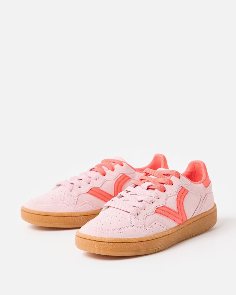 Victoria Smash Pink & Red Suede Trainers