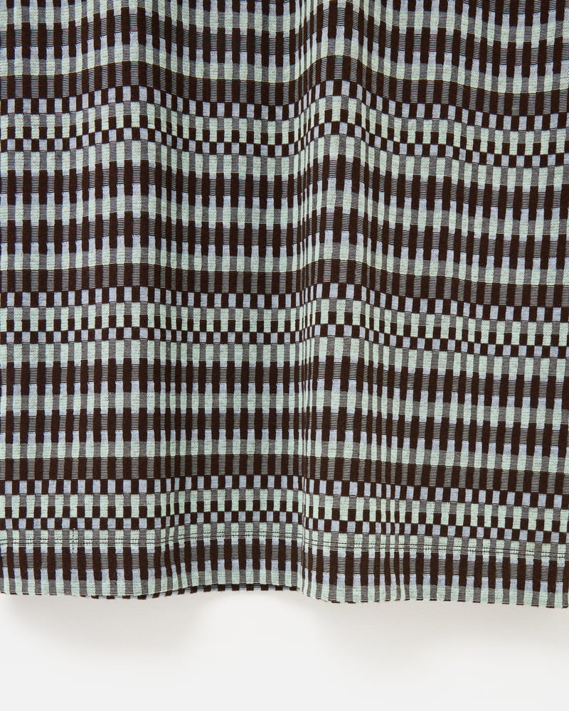 Chocolate Brown Checked Jacquard Polo Midi Dress