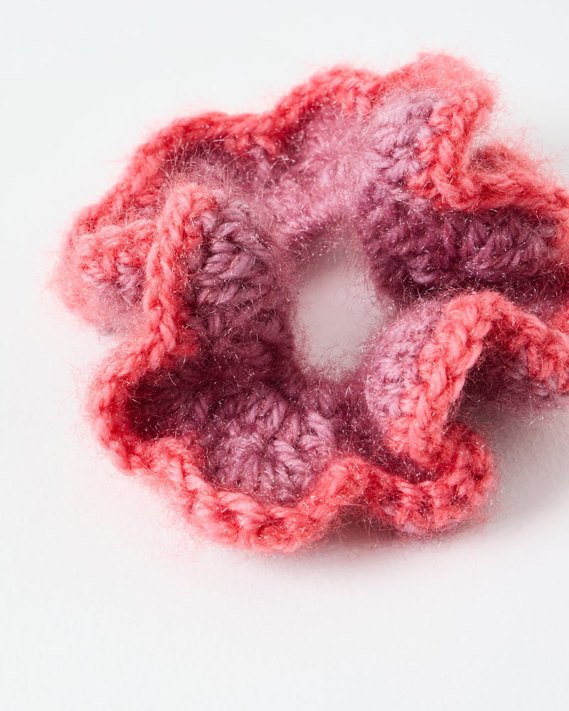 Addina Crochet Tipped Edge Frill Scrunchie