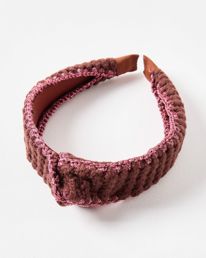 Fletcher Brown & Pink Metallic Crochet Knot Headband