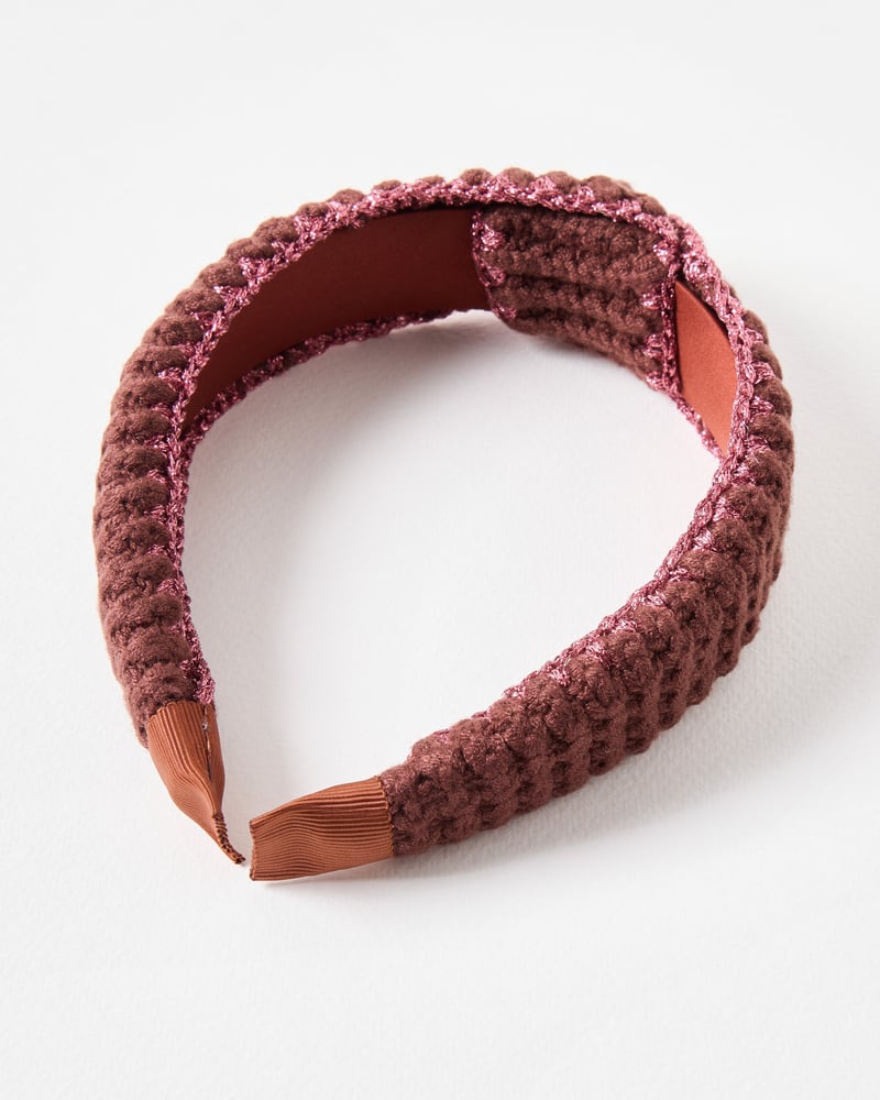 Fletcher Brown & Pink Metallic Crochet Knot Headband