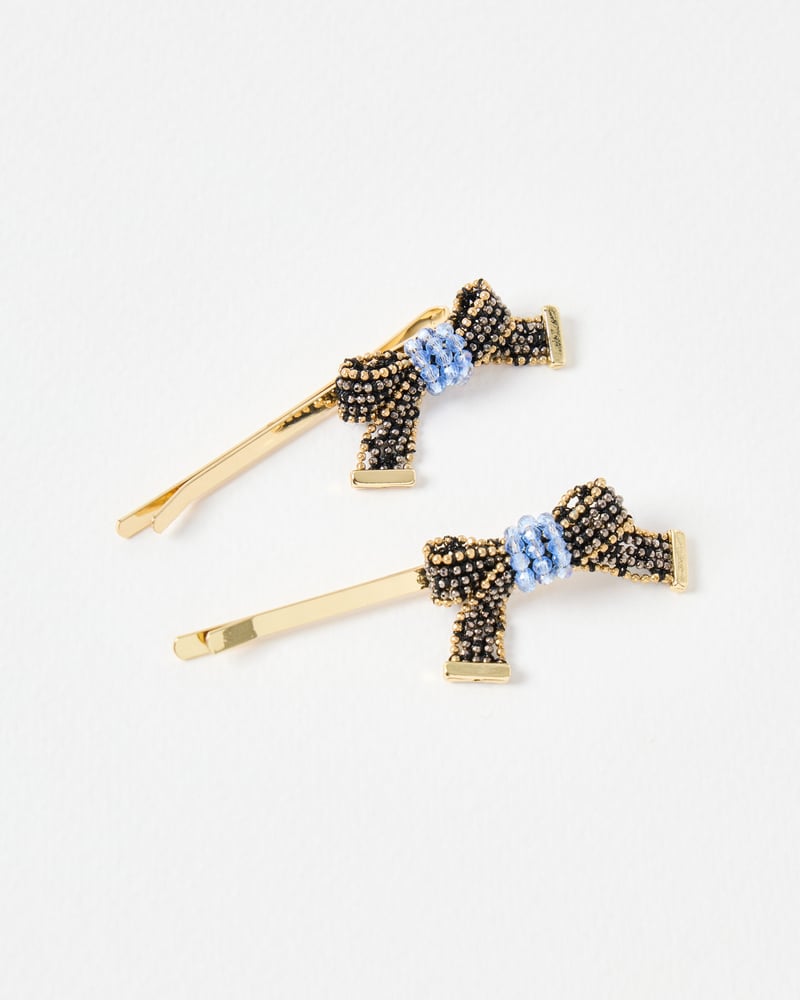 Bessie Beaded Bow Hair Slides Set of Two
