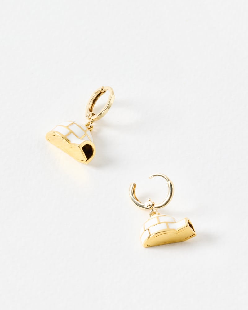 Igloo Enamel Charm Drop Huggie Earrings