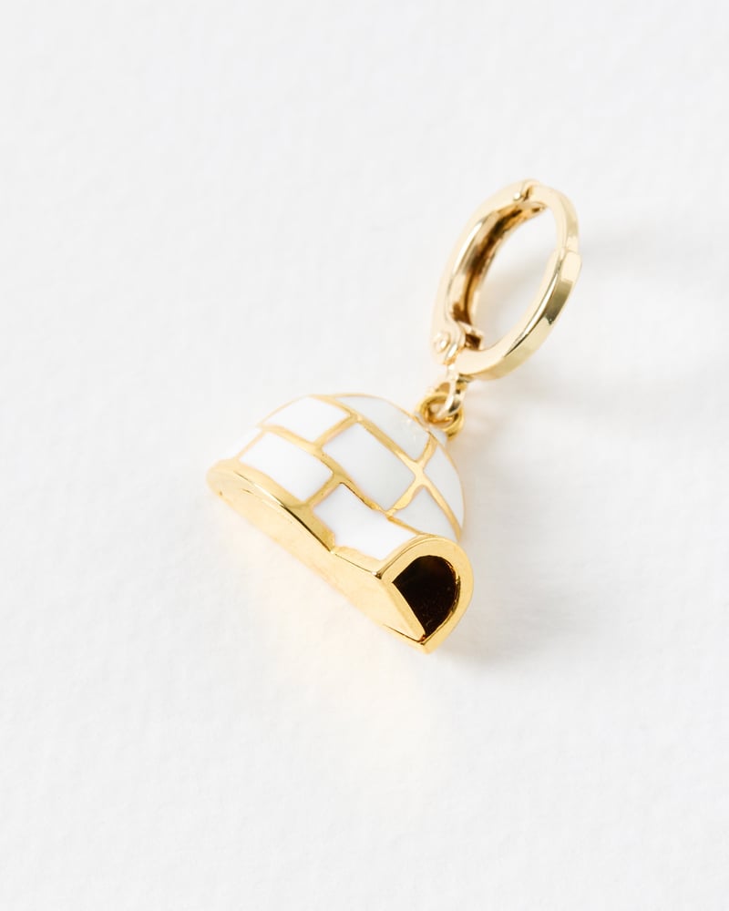 Igloo Enamel Charm Drop Huggie Earrings