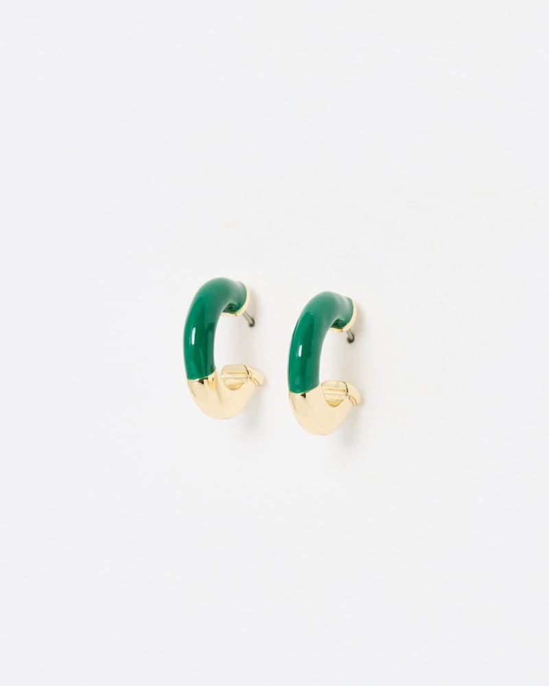 Rey Green Resin Gold Tone Hoop Earrings