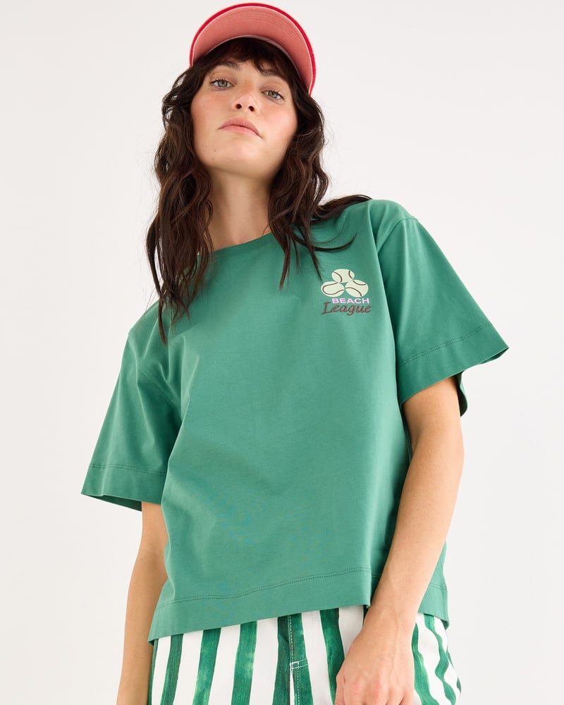 Green Frescobol Cotton Graphic T-Shirt
