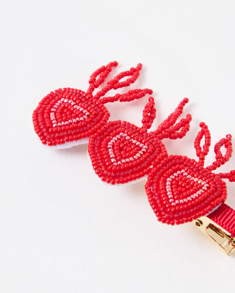 Rowan Radish Red Beaded Hair Clip