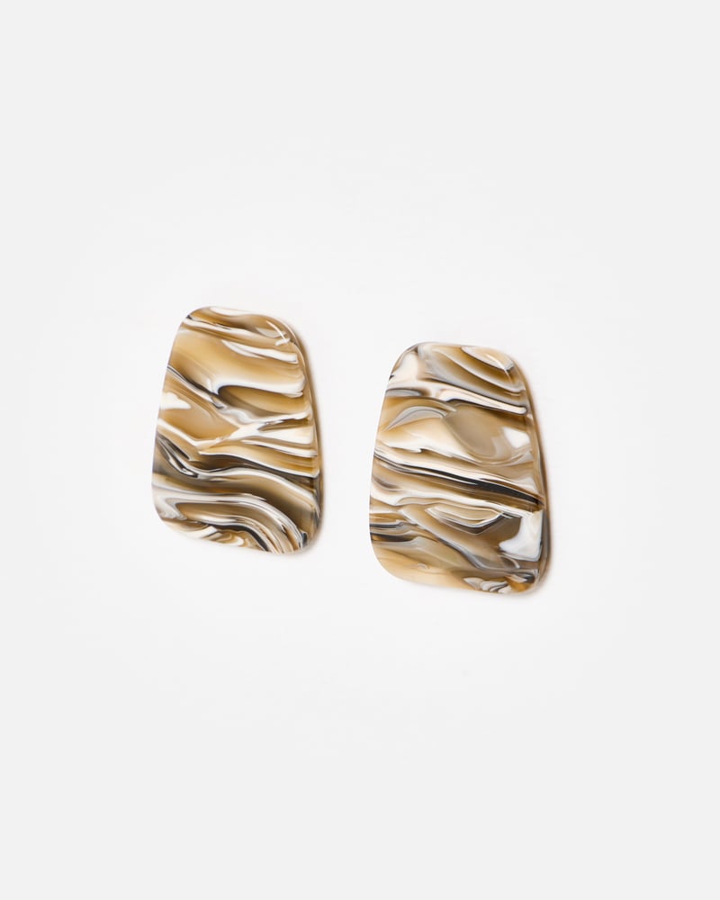 Pia Grey Resin Flat Stud Earrings