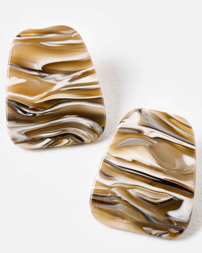 Pia Grey Resin Flat Stud Earrings