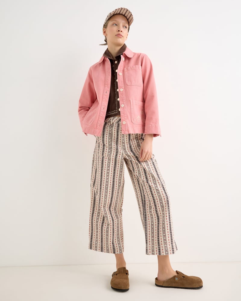 Pink Strawberry Cross Stitch Denim Jacket