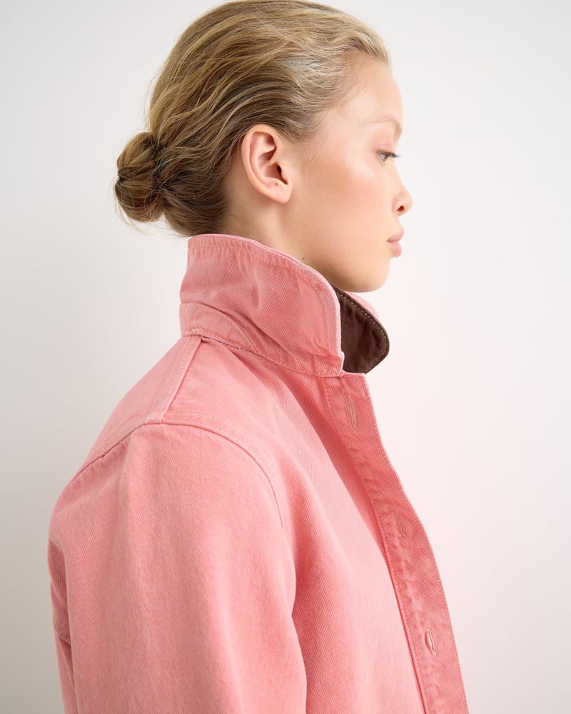 Pink Strawberry Cross Stitch Denim Jacket