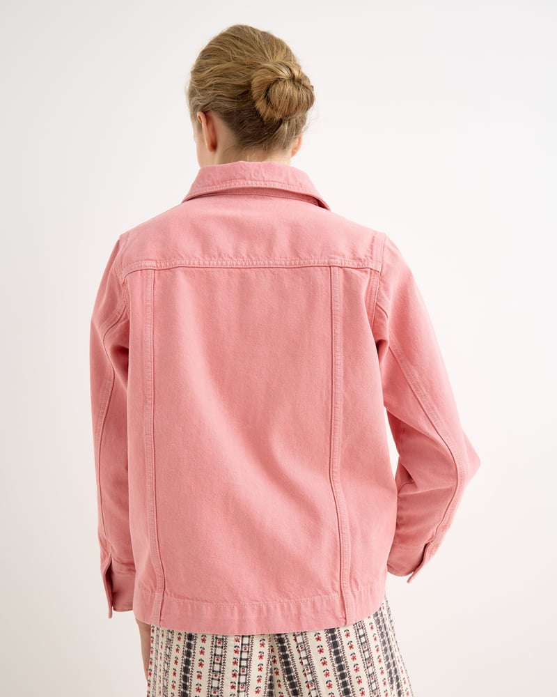 Pink Strawberry Cross Stitch Denim Jacket