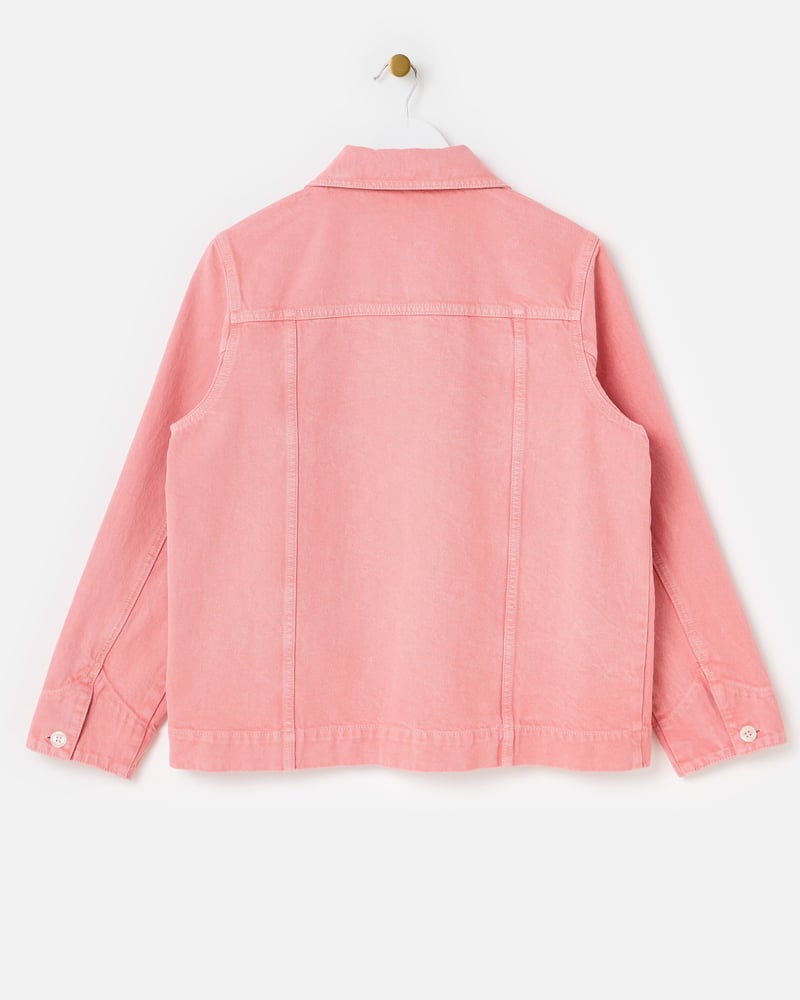 Pink Strawberry Cross Stitch Denim Jacket