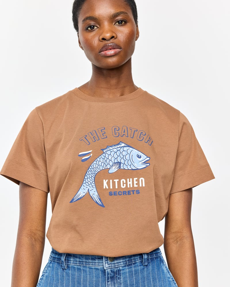 Mocha Brown The Catch Graphic T-Shirt
