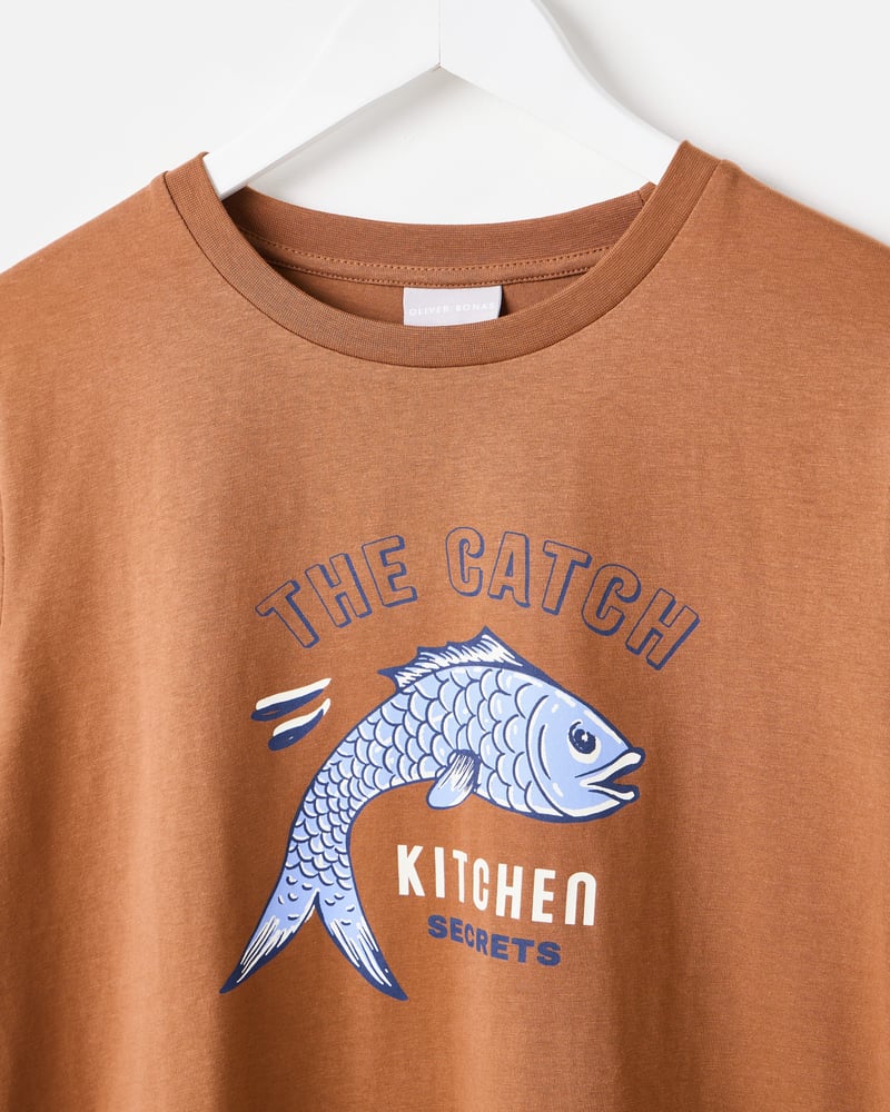 Mocha Brown The Catch Graphic T-Shirt